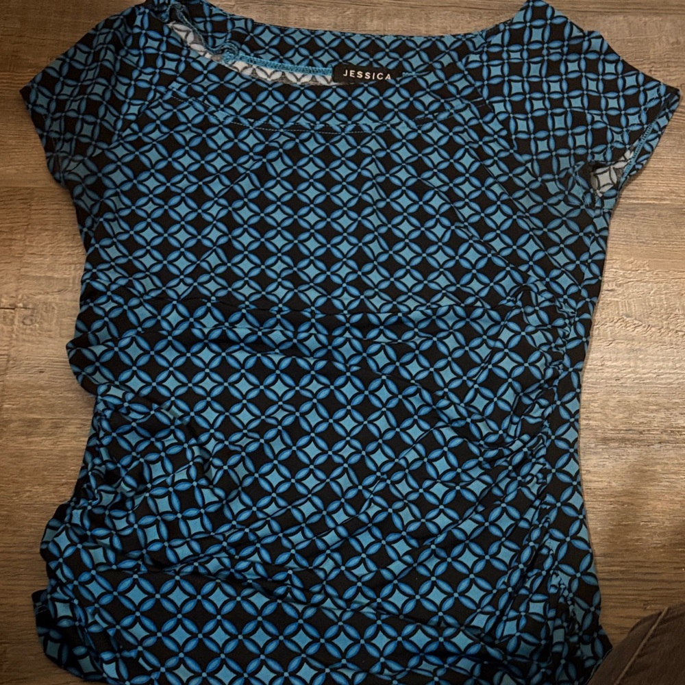 Jessica Black and Blue Patterned Blouse